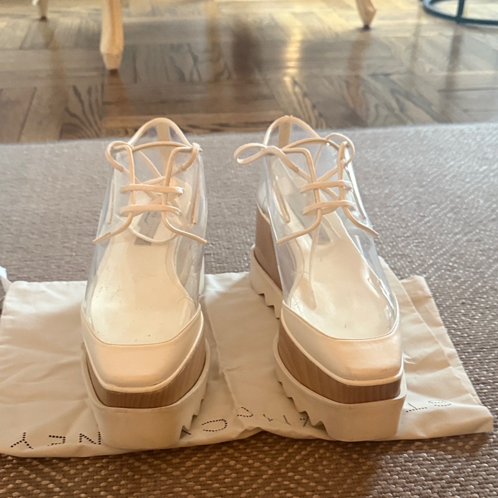 Stella McCartney White and Tan Platform Shoes
